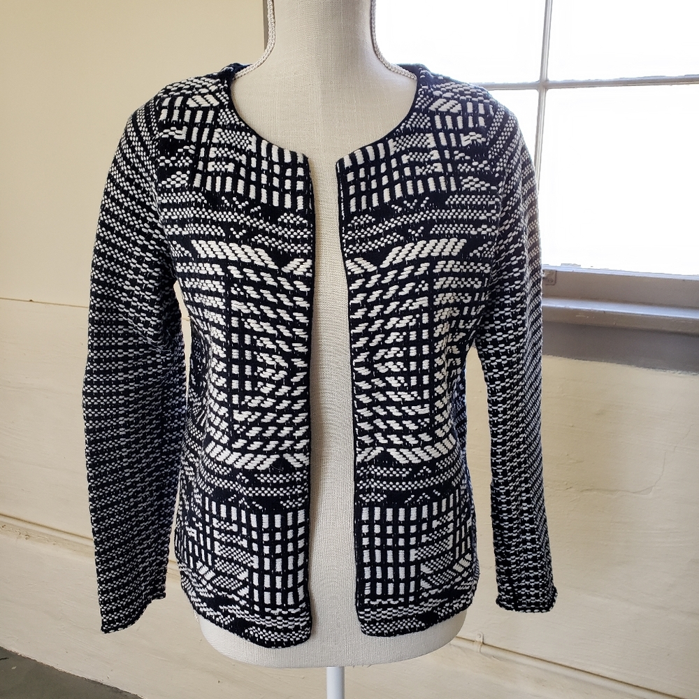 Tribal print open-front cardigan